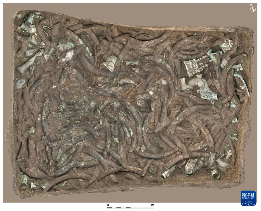 四川廣漢市三星堆商代遺址八號坑（資料圖）。