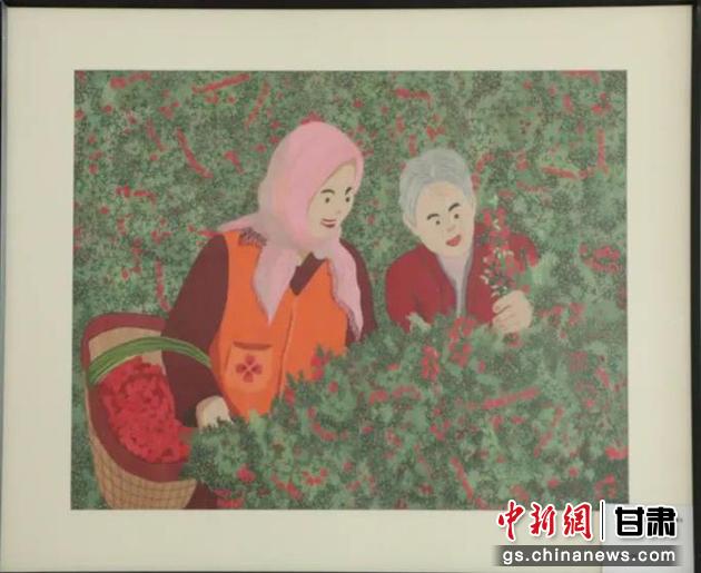 靖遠縣枸杞種植業(yè)帶動10多萬農民脫貧致富。刺繡 王明風 繡稿 胡靜