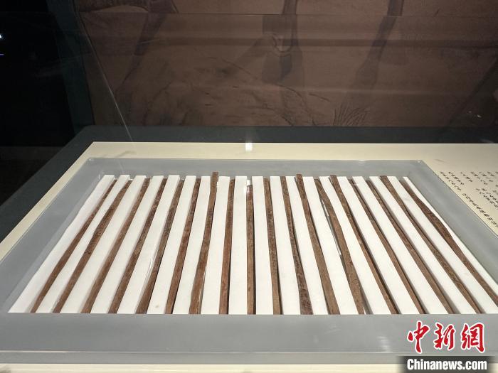 圖為甘肅簡牘博物館展陳的漢簡。中新社記者 戴文昌 攝