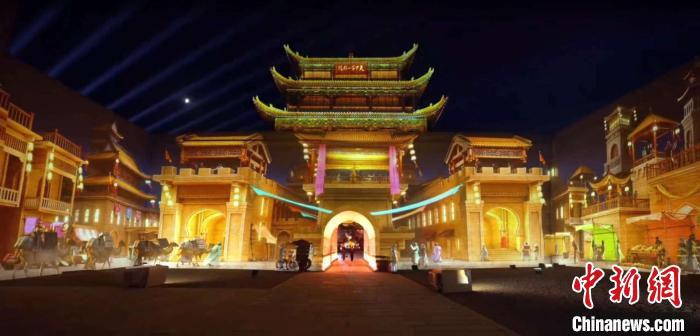 2024年7月15日，甘肅嘉峪關(guān)開啟“夜游”模式。圖為夜游燈光劇《天下嘉峪關(guān)》光影效果。(甘肅嘉峪關(guān)關(guān)城景區(qū)供圖)