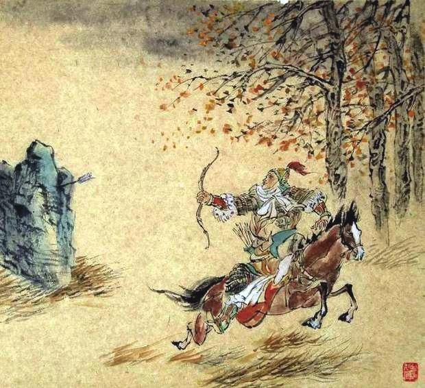 “林暗草驚風(fēng)，將軍夜引弓?！碑?huà)作